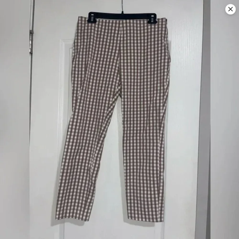 A New Day Brown Gingham Slim Fit Pants - Picture 2 of 5